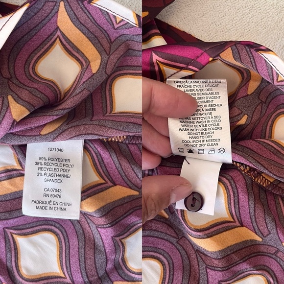 NWT Cupcakes & Cashmere Retro Geo Print Faux Wrap Blouse XS - Picture 12 of 13